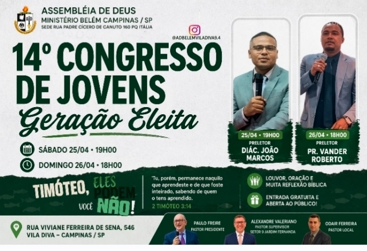AD Belém Vila Diva realiza Congresso de Jovens neste fim de semana